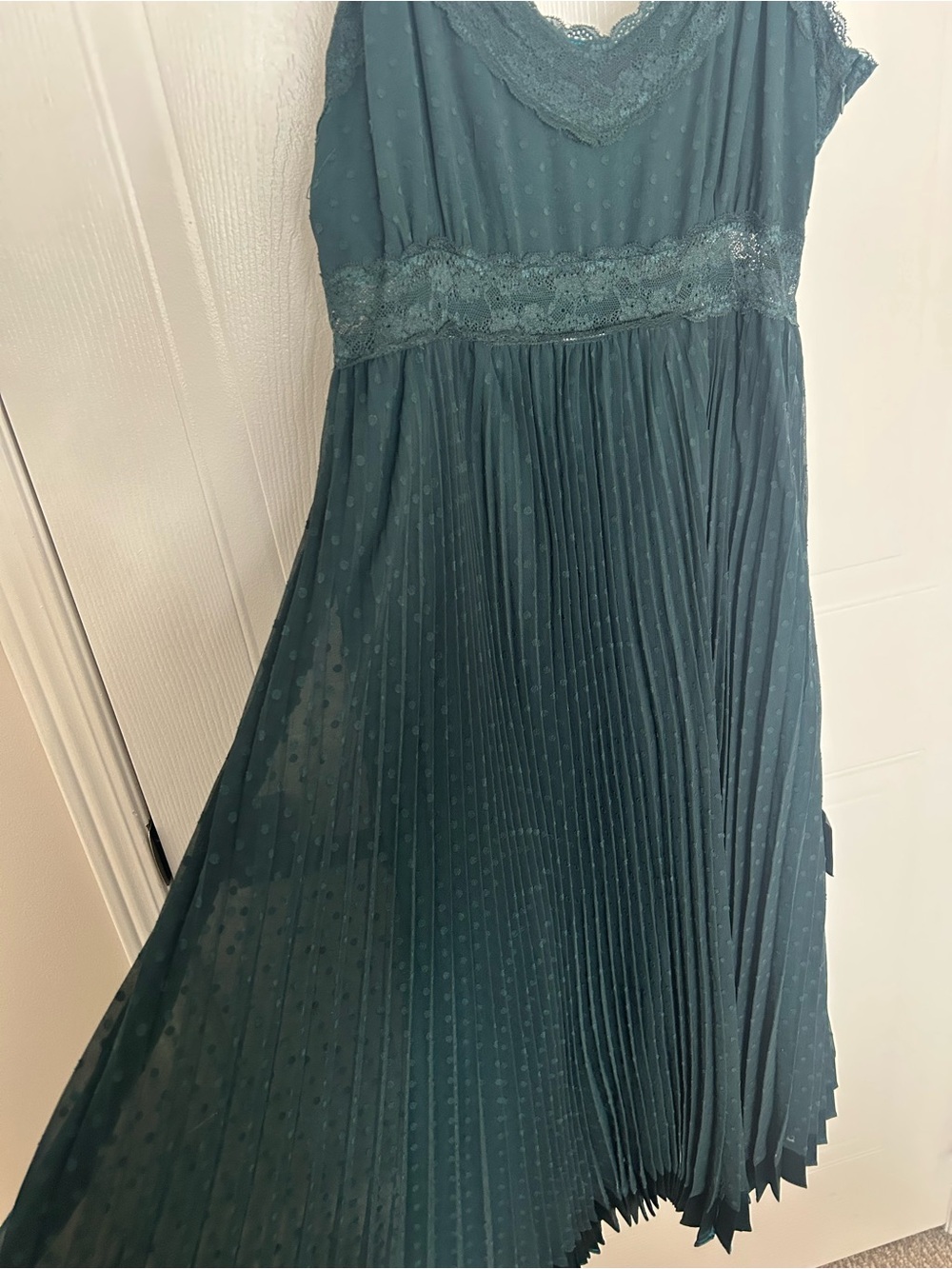 Lulu's Teal Lace-Trim Slip Dress - Picture 2 of 4
